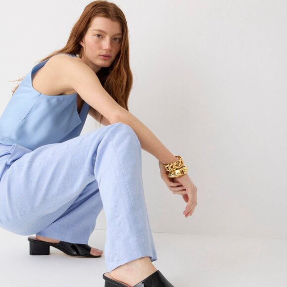 NWT Womens Size 18 18x32 J. Crew Willa Full Length Stretch Linen Flare Pant NEW - Picture 3 of 4